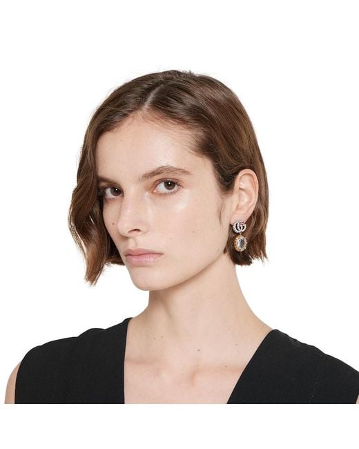 Gucci Metallic Gg Marmont Ohrringe Mit Kristallen