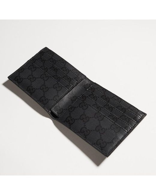 Gucci Black Bi-Fold Wallet With Metal Tag for men