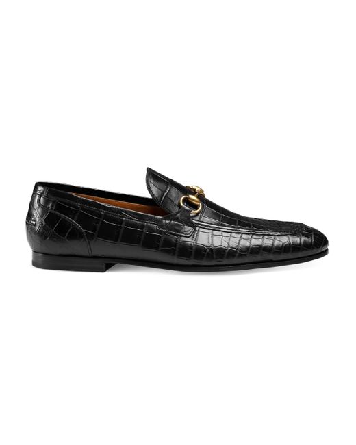 Gucci Leather Jordaan Crocodile Loafer in Black for Men | Lyst