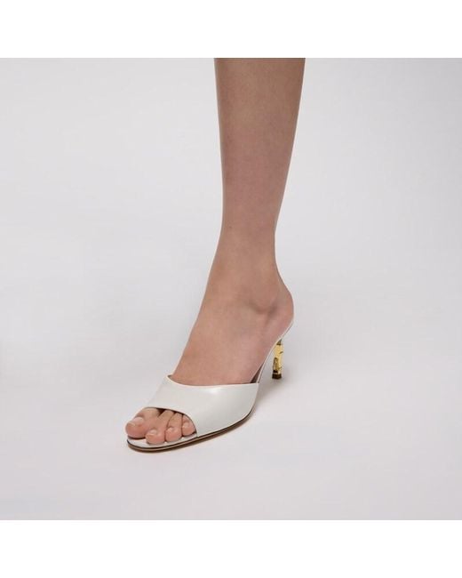 Gucci White Slide With Bamboo Motif