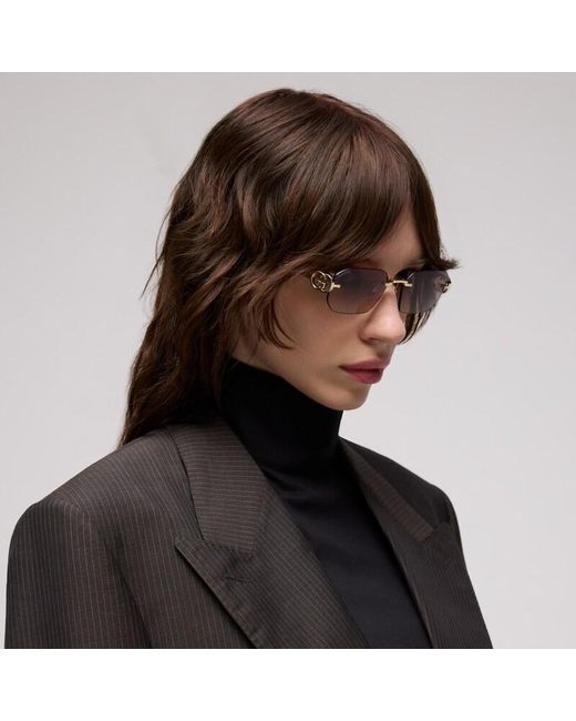 Gucci Pink Rectangular-Frame Sunglasses