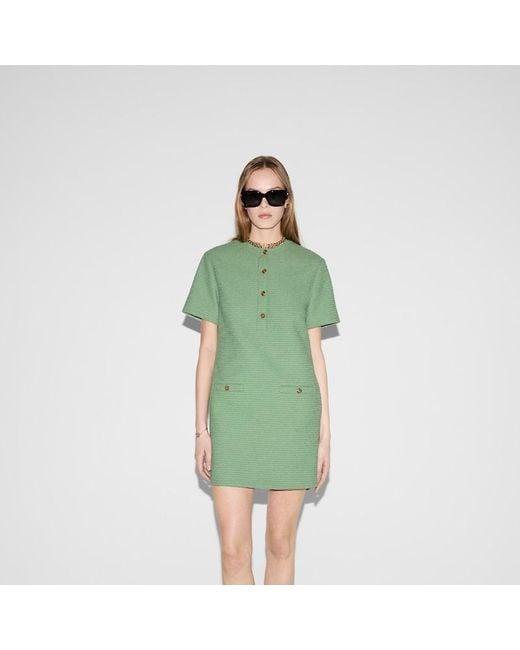 Gucci コットンブークレ ミニドレス, グリーン, ウェア Green