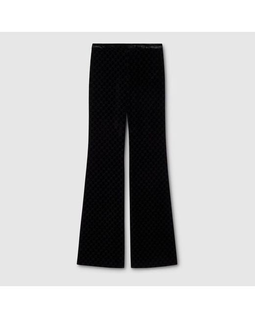 Gucci Black Gg Stretch Devoré Velvet Pants