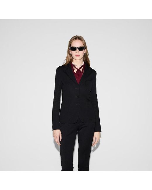 Gucci コットンジャージー ジャケット, ブラック, ウェア Black