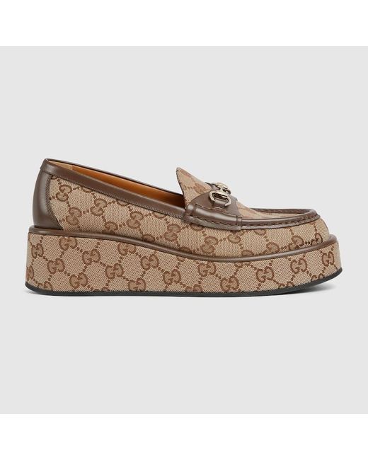 Gucci Natural Horsebit Wedge Loafer, , Leather