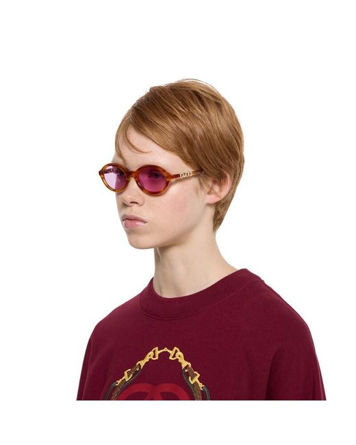 Gucci Red Round Frame Sunglasses
