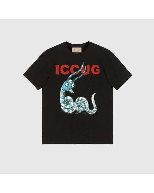 Gucci T-Shirt mit ICCUG Tier-Print von Freya Hartas in Black für Herren
