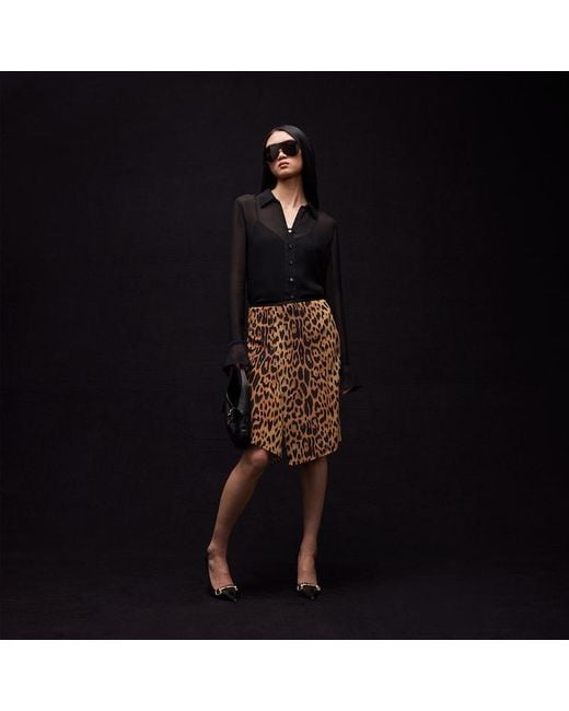 Gucci Brown Printed Silk Crêpe De Chine Skirt