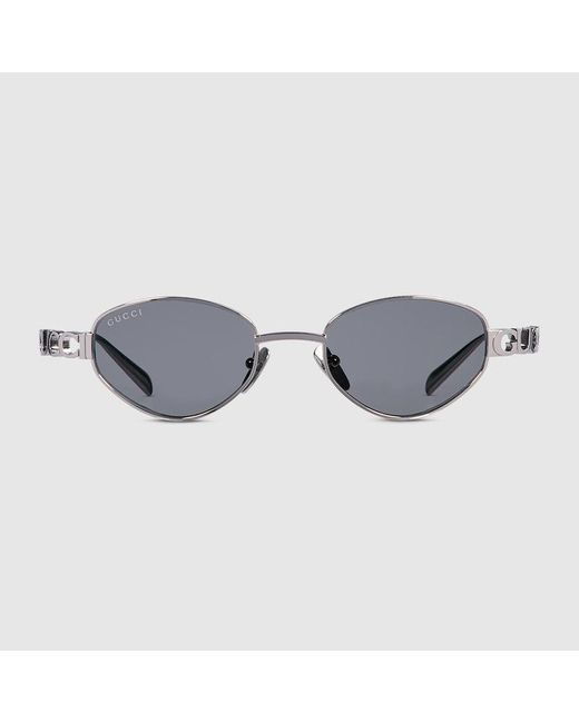 Lunettes De Soleil Ovales Gucci en coloris Metallic