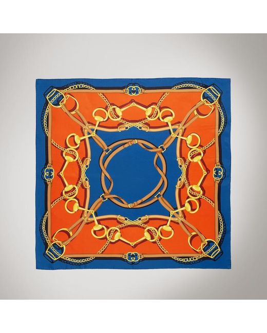 Gucci Orange Reversible Printed Silk Twill Carré