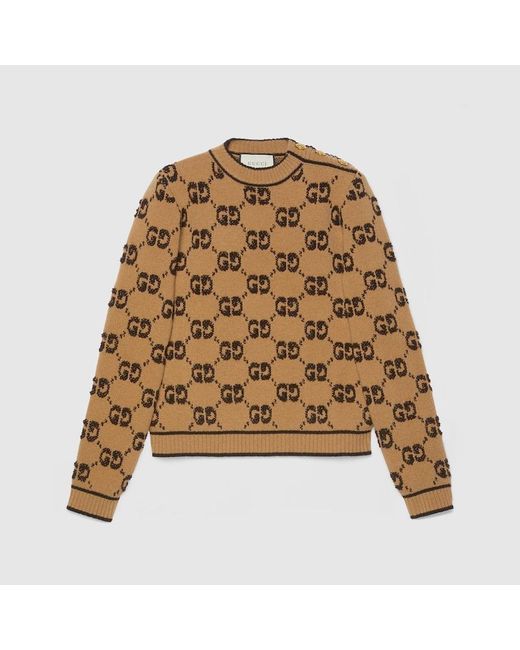 Gucci Brown GG Wool Bouclé Jacquard Sweater