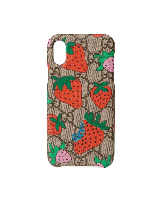 Gucci Natural Iphone X/xs Case With Strawberry