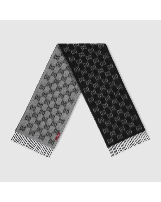 Gucci Black Gg Alpaca Wool Scarf for men