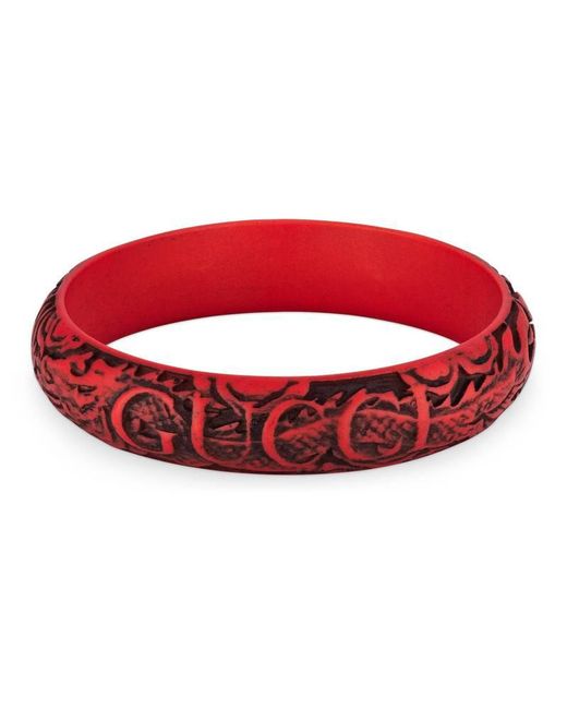 Gucci Red Logo-engraved Resin Bangle