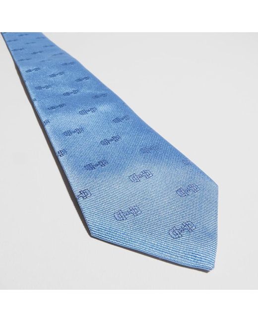 Gucci Blue Horsebit Silk Jacquard Tie for men