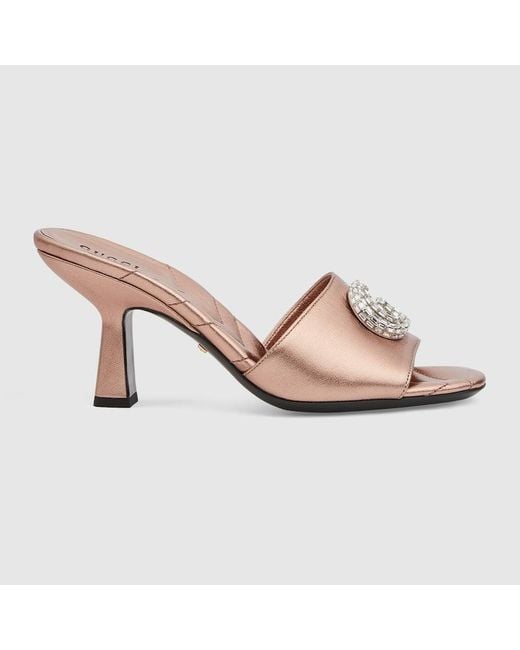 Sandalo Slider Con Doppia G di Gucci in Pink