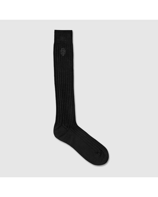 Gucci Black Knit Cotton Socks With Embroidery for men