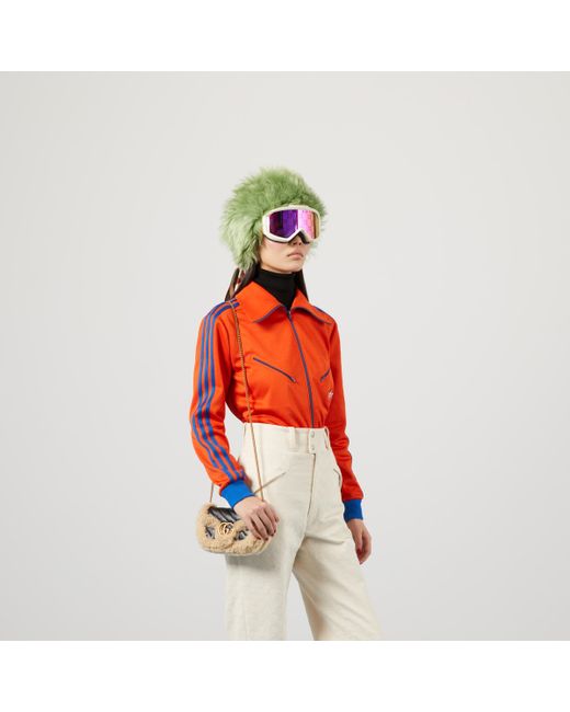 GG Marmont Super Mini Shearling Shoulder Bag in Orange - Gucci