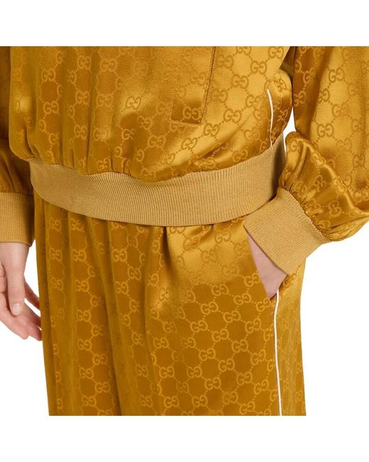 Gucci Yellow Gg Acetate Jacquard Trousers