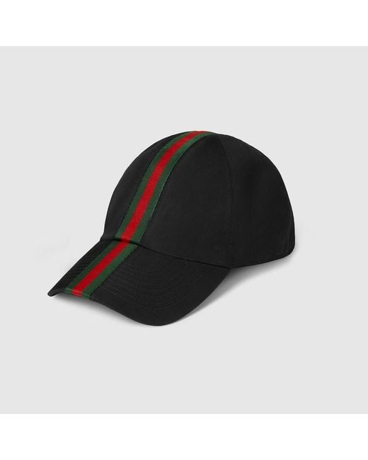 Gucci Black Cotton Baseball Hat With Web for men