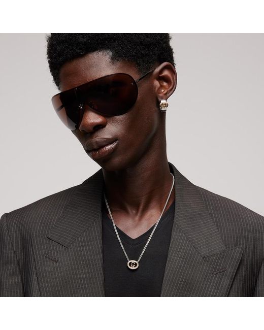 Gucci Metallic Interlocking Pendant Chain Necklace