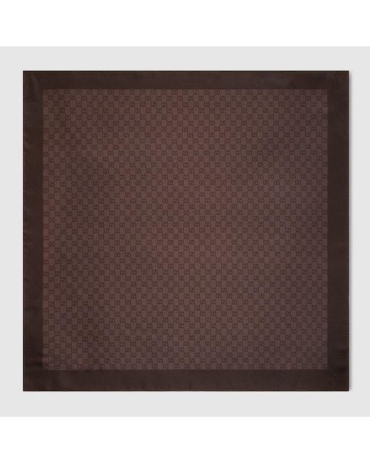 Gucci Brown Gg Silk Twill Jacquard Carré