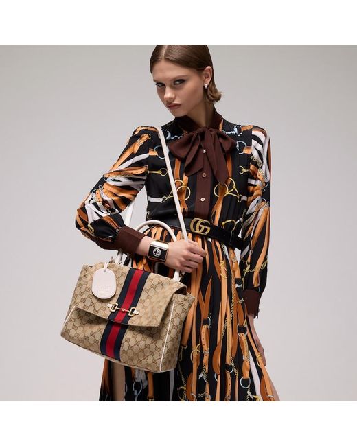 Gucci Natural Paparazzo Medium Top Handle Bag