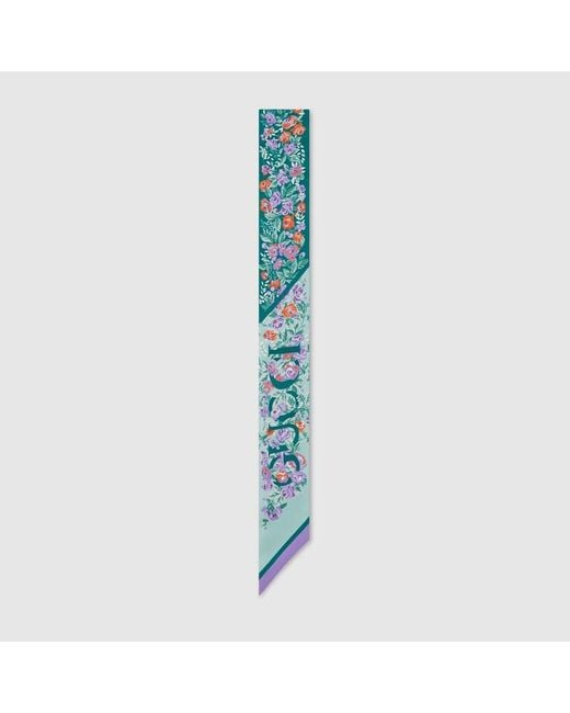 Cinta De Sarga De Seda Estampada Gucci de color Blue