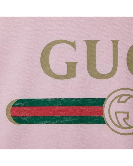 Gucci Pink Cotton Jersey And Silk T-Shirt With Print