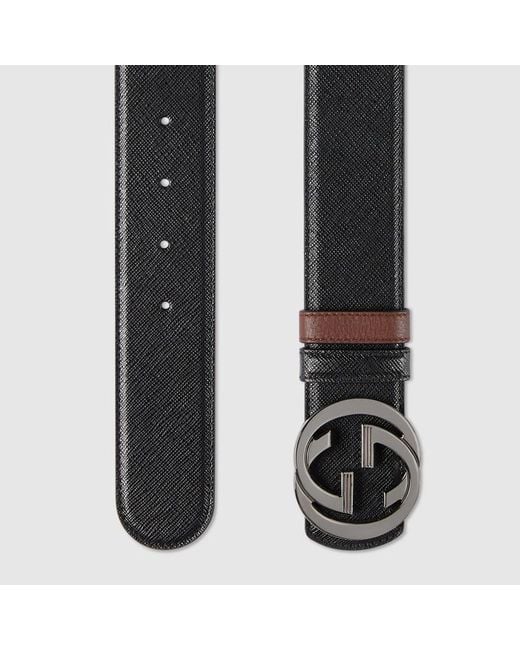Gucci Brown Reversible Belt With Interlocking G Buckle, Size 100 for men