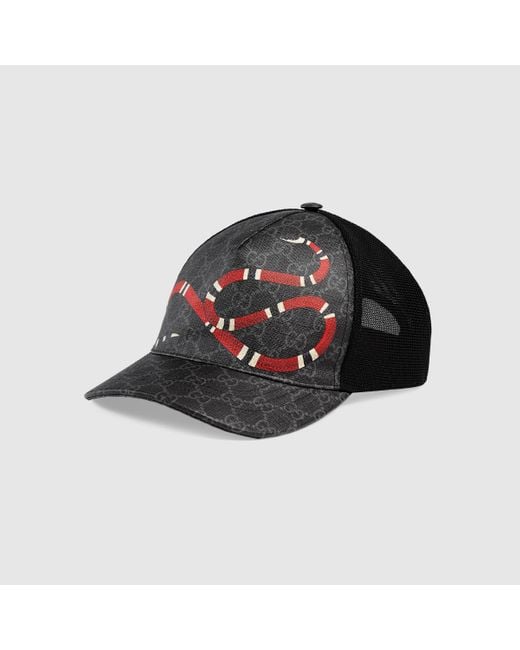 メンズ Gucci 【公式】 (グッチ)キングスネーク プリント GGスプリーム ベースボールハットキングスネーク プリントブラック Black