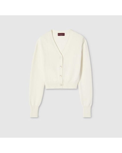 Gucci White Cotton Cardigan With Embroidery