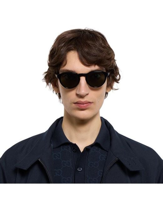 Gucci Brown Round Frame Sunglasses for men