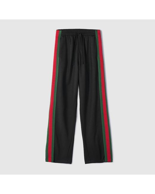 Gucci Black Silk Cotton Sportswear Pants With Web for men