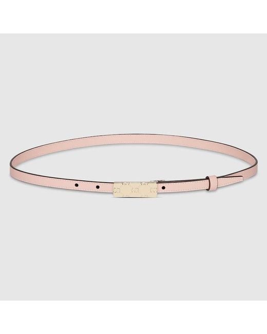 Gucci Metallic Thin Belt With Plaque Buckle, Size 100