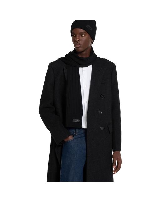 Gucci Black Knit Wool Scarf With Logo for men