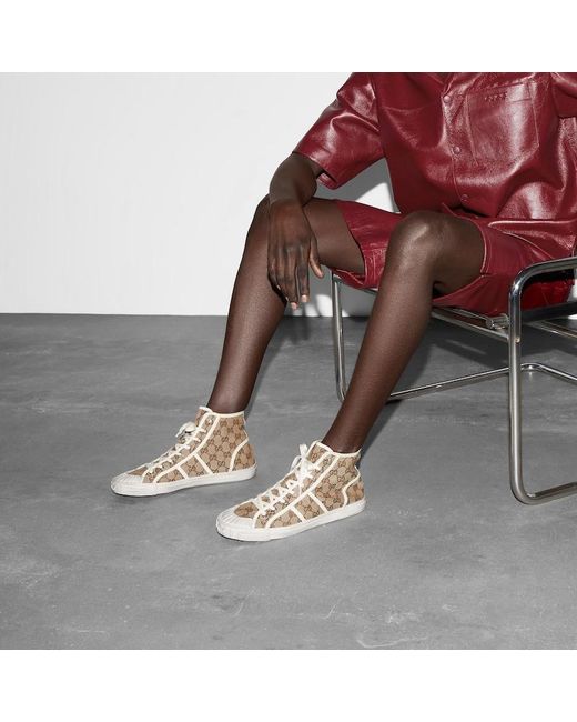 Sneaker Alta Con Motivo GG di Gucci in Natural da Uomo