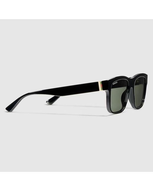 Gucci Black Rectangular Frame Sunglasses for men