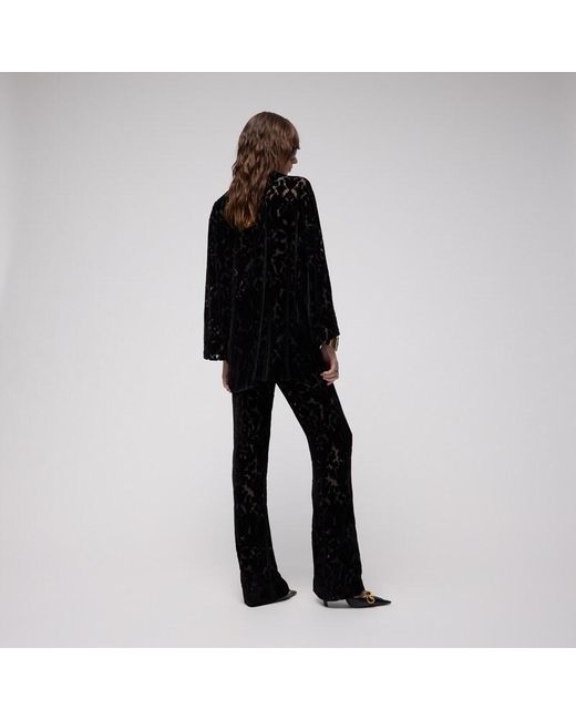 Gucci Black Floral Devoré Velour Shirt