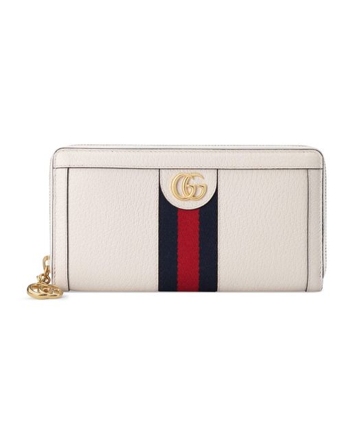 Gucci White Ophidia Zip Around Wallet