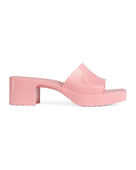 Gucci Rubber Slide Sandal in Pink - Save 23% | Lyst