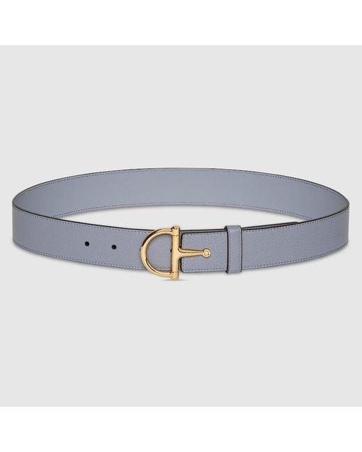 Gucci Blue Belt With Half-Horsebit Buckle, Size 100