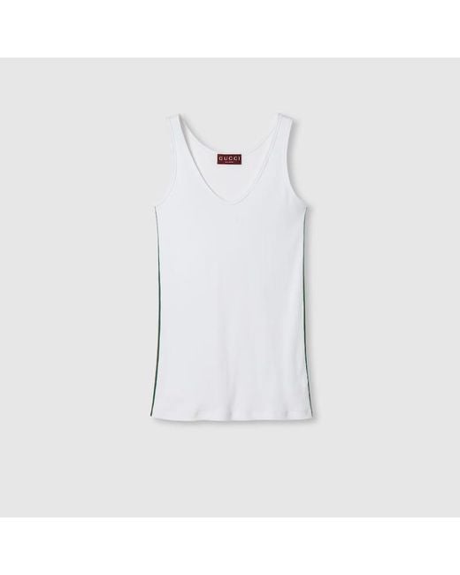 Gucci White Cotton Jersey Tank Top With Web for men