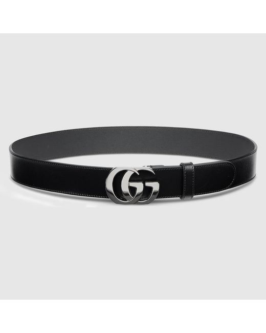 Gucci Black Cut Gg Marmont Belt, Size 120, Leather for men