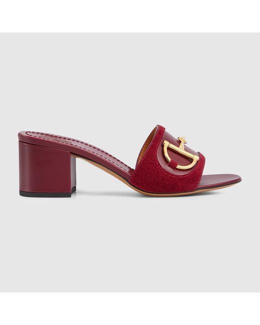 【GUCCI】ホースビット付き ウィメンズ スライドサンダル Gucci ホースビット付き ウィメンズ スライドサンダル, ボルドー