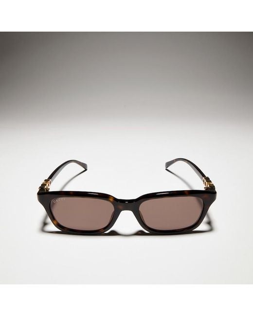 Gucci Brown Rectangular-Frame Sunglasses