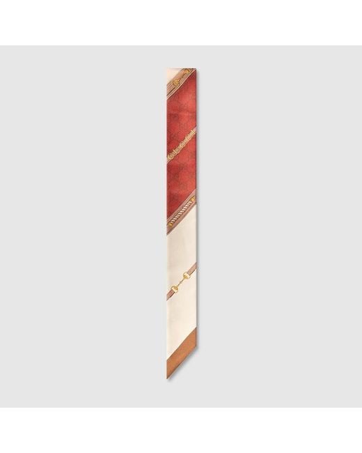 Gucci White Printed Silk Twill Ribbon