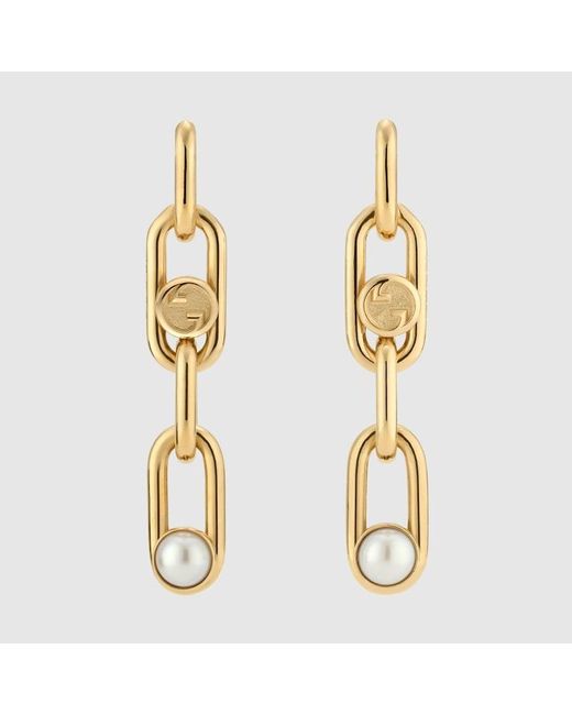 Boucles D'Oreilles Avec Perles Mobiles Gucci en coloris Metallic