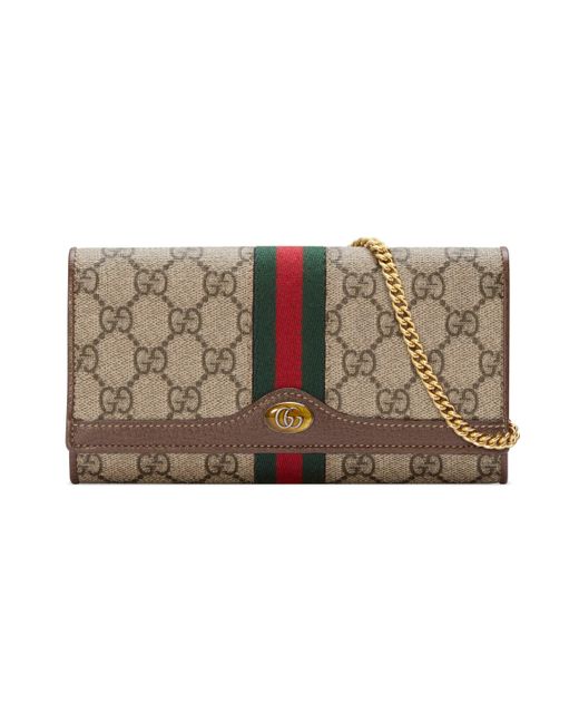 Portafoglio ophidia con catena di Gucci in Neutro | Lyst