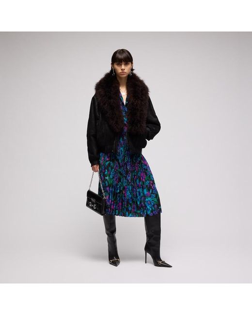 Gucci Blue Printed Silk Crêpe De Chine Midi Skirt, Size 38 It, Ready-To-Wear